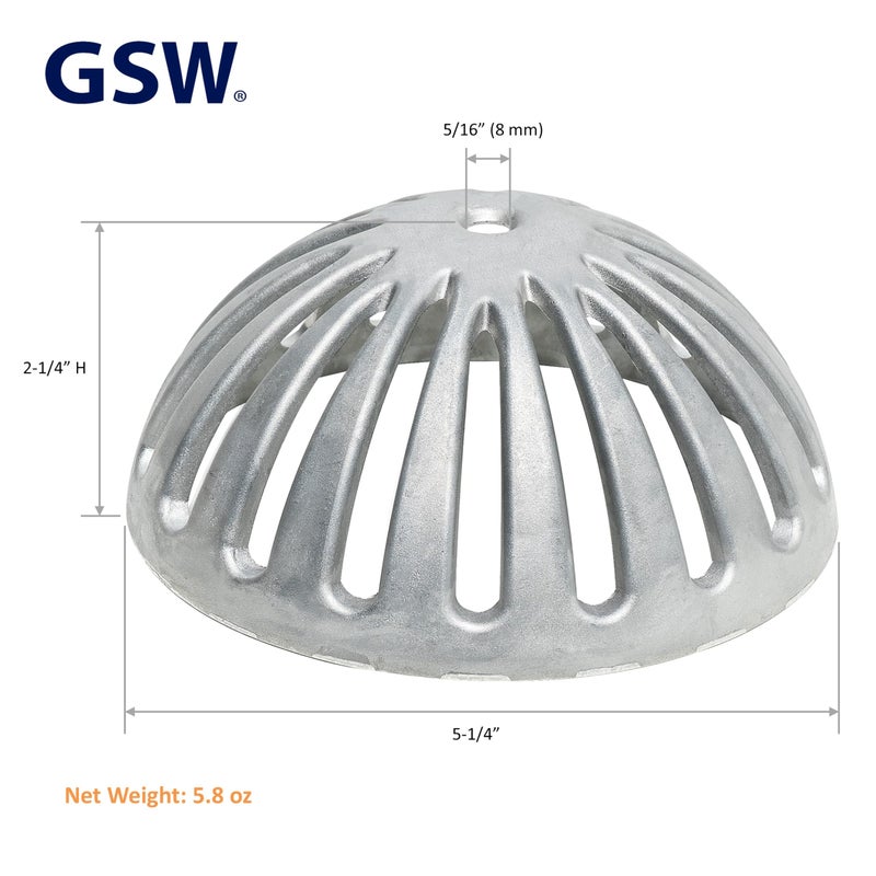 GSW FS-DS Aluminum Dome Strainer, Floor Sink Drain Cover for 12" Floor Sink. 5-1/4" Diameter - Image 3